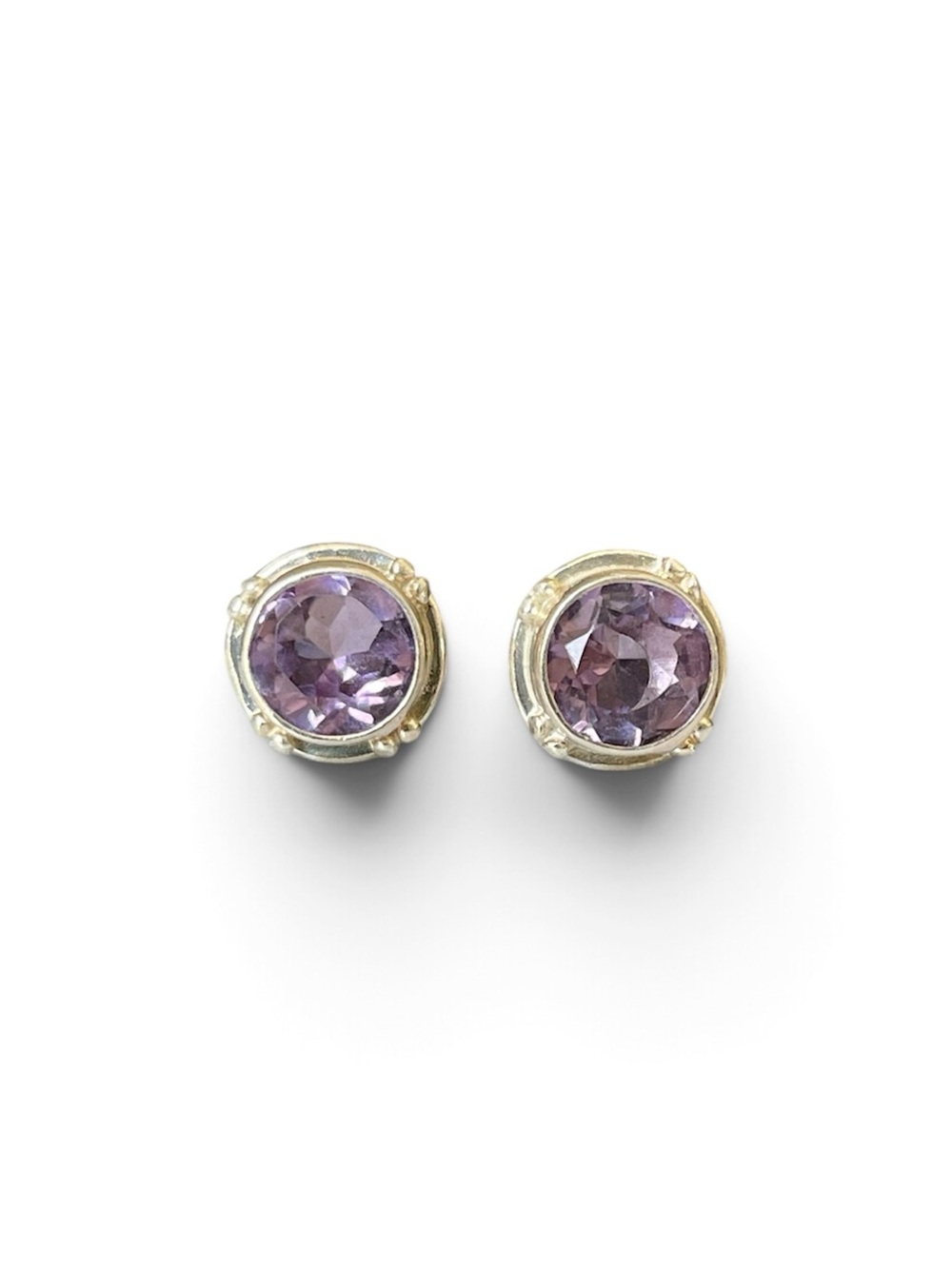 925 Sterling Silver Natural Amethyst Stud Earrings!